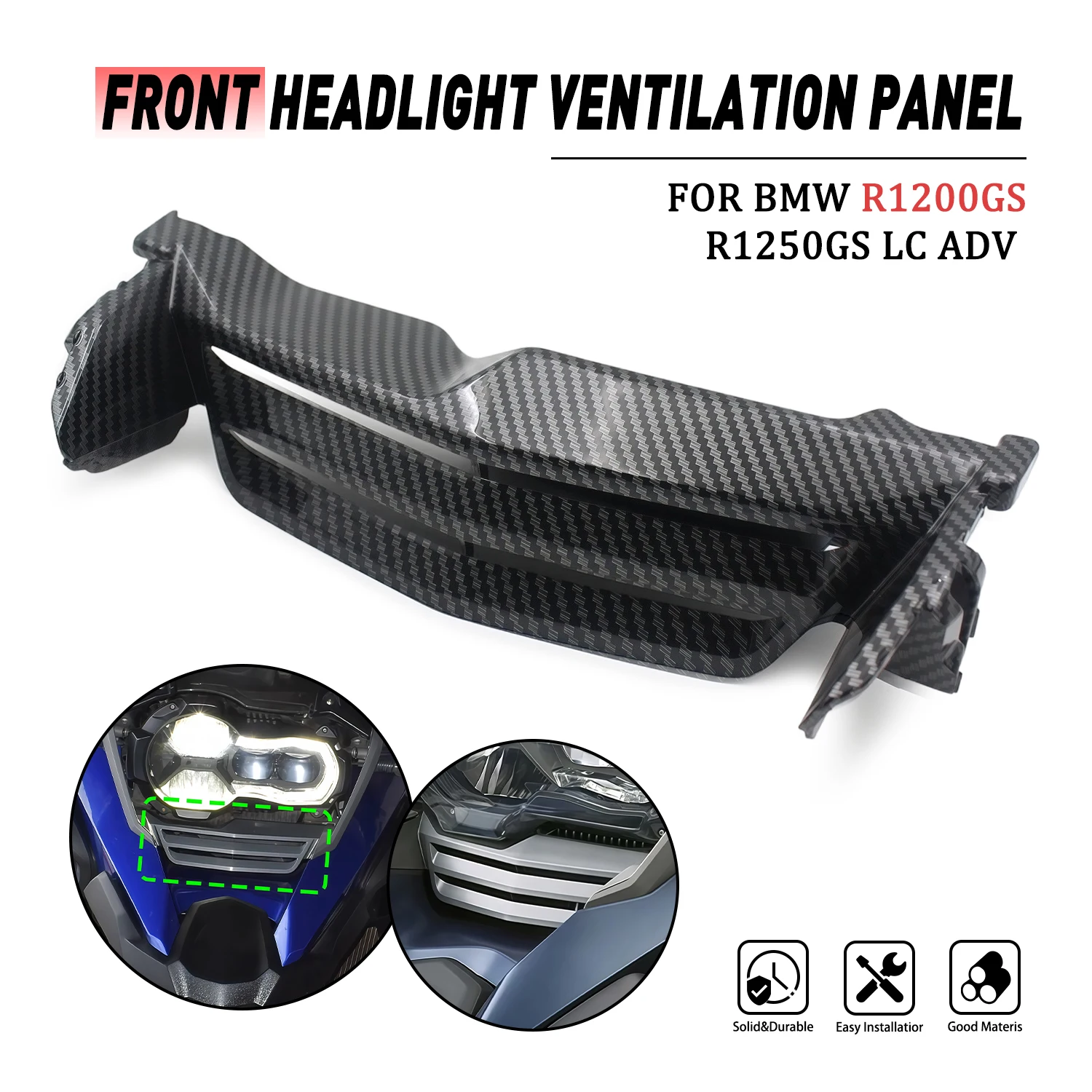 

Motorcycle Front Headlight Air Vent Panel Trim Fairing For BMW R1200GS R1250GS LC ADV Adventure 2013-2023 Cowl Mounting Bracket