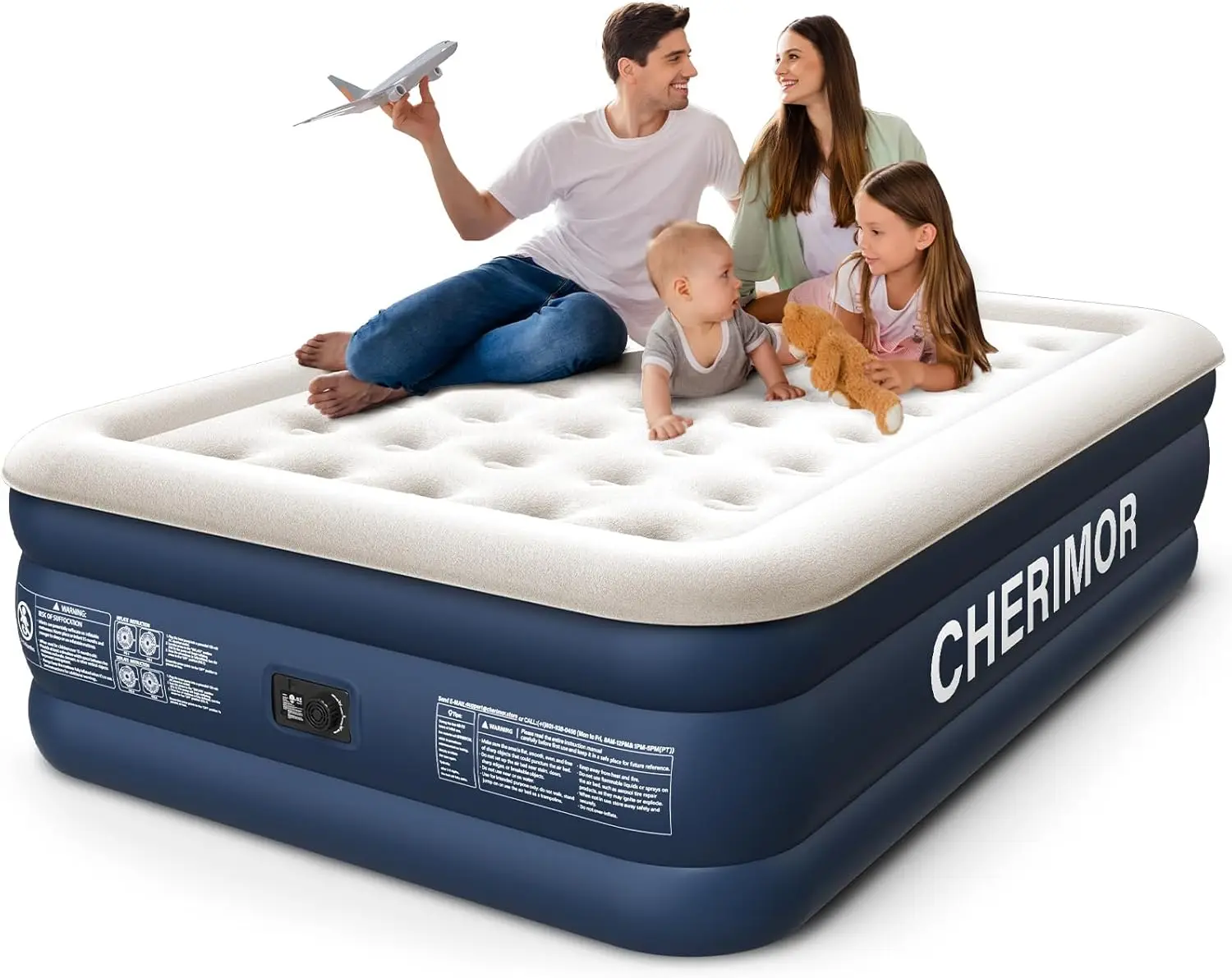 

Queen Air Mattress with Built-in Pump, 18" Height, Leak-Tested, Honeycomb Support, 800 lbs Capacity