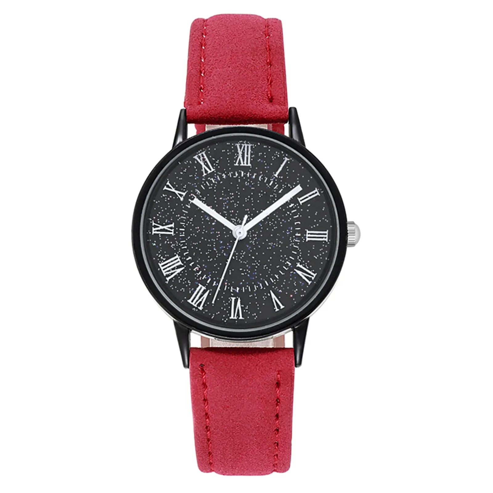 

Women'S Classic Quartz Watch Elegant Simple Exquisite Wristwatches Fashion Star Sky Dial Frosted Leather Strap Watch