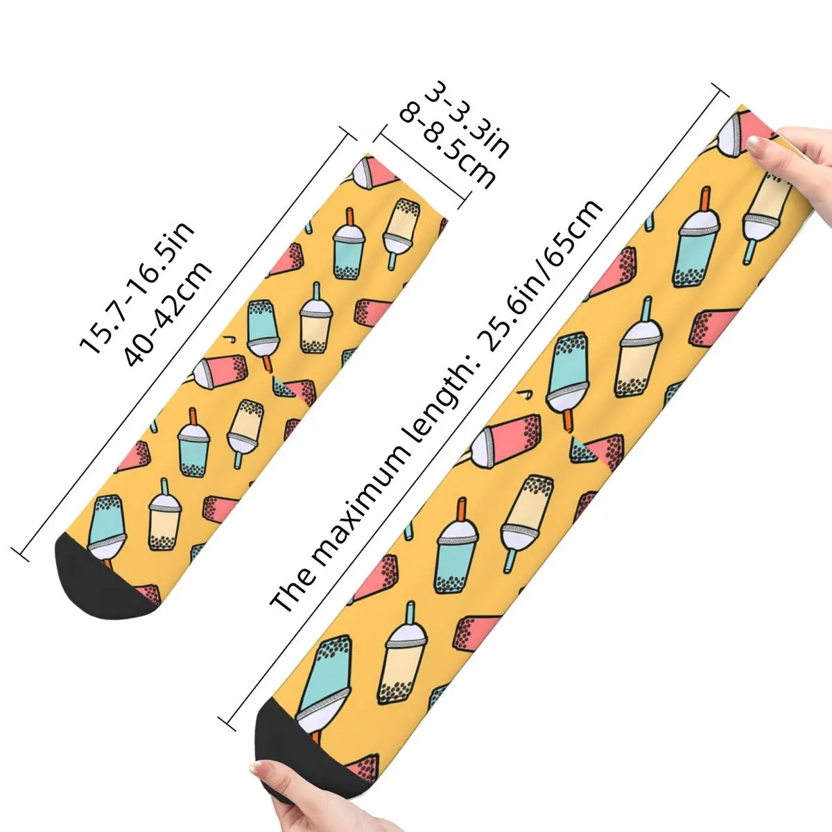 Hip Hop Vintage Bubble Tea Pattern Crazy Men's Socks Milk Tea Unisex Harajuku Pattern Printed Funny Novelty Crew Sock Boys Gift