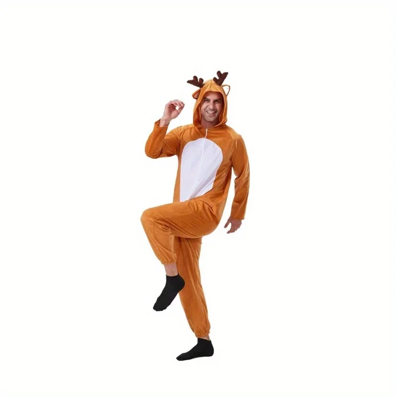 Cosplay Costumes Christmas Men and Women Christmas Reindeer Elk Onesie Stage Performance Clothes Fantasy Pajamas