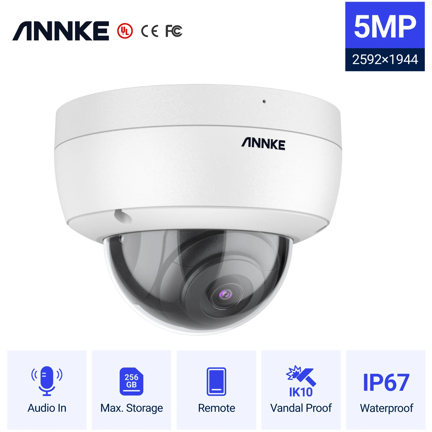 

ANNKE 5MP POE Smart Home Security Camera With Outdoor IP67 Weatherproof Audio Recording Security Camera CCTV Surveillance Kit