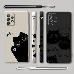 Cartoon Black Cat phone Case for Samsung A11 A12 A13 A14 A15 A22 A23 A32 A52 4G 5G A21s A24 4G A25 A33 A34 A42 A52s A53 A54 5G