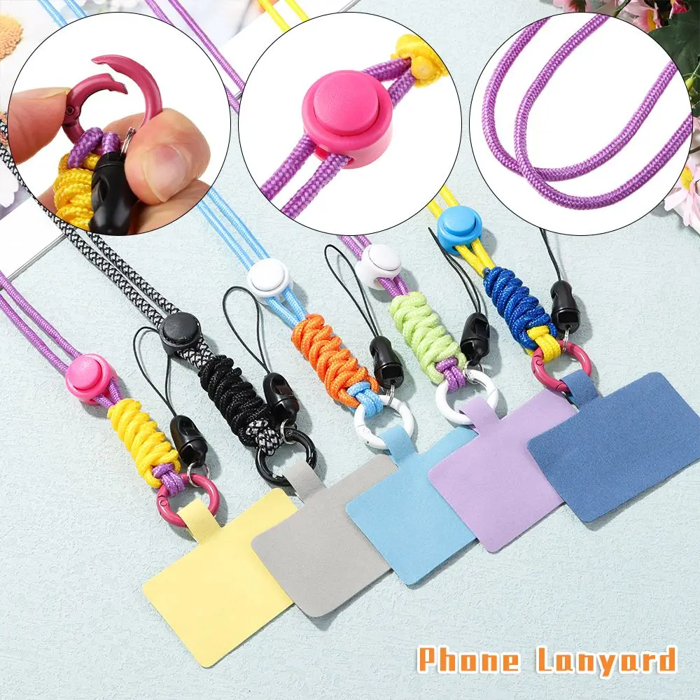 Universal Crossbody Keychain Chain Adjustable Phone Safety Tether Nylon Strap Patch Phone Lanyard Hanging Neck Cord