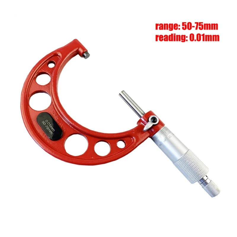 4 PCS 0-25Mm-50Mm-75Mm-100Mm Outside Micrometer Set With Standards Ratchet Stop Red 0-100Mm Range 0.01Mm Graduation