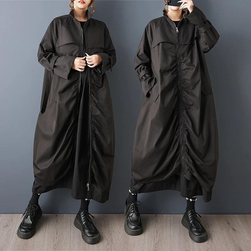 

Повседневное свободное длинное пальто, осень-зима, модная корейская ветровка, художественная модная верхняя одежда для отдыха