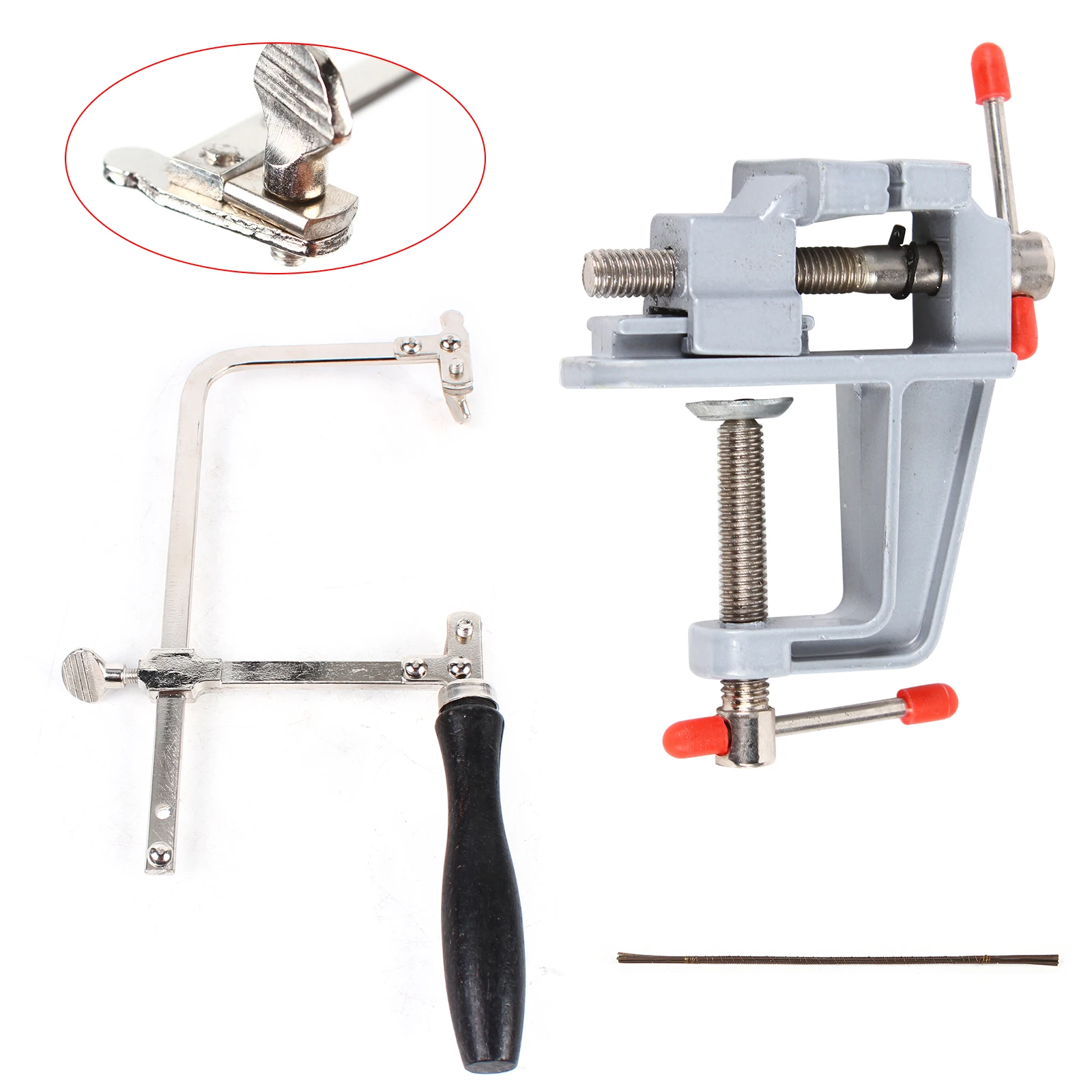 Jewelry Tools Kit For Gold Silver Copper, Saw Bow + Mini Clamp Vise Saw Frame Sawbow Adjustable Jewelry Making Tools