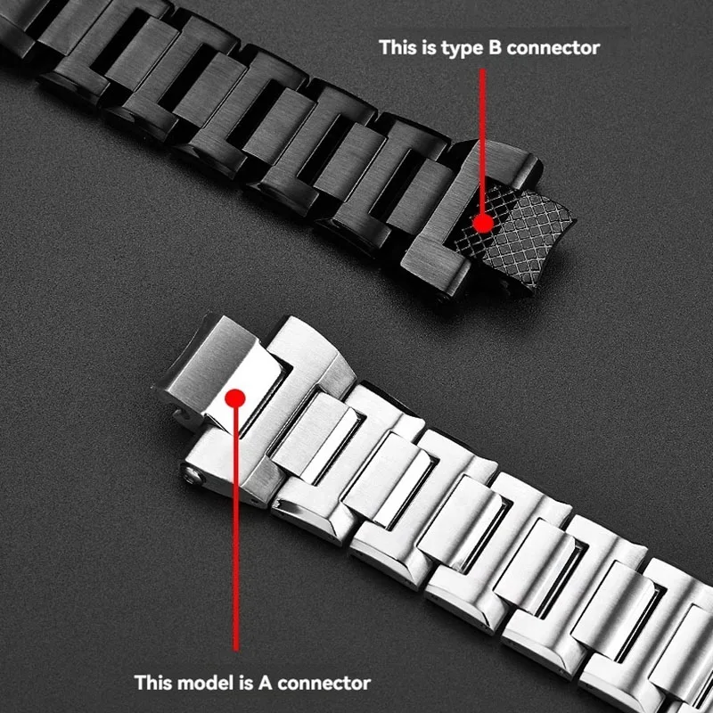Pasek do zegarka ze stali nierdzewnej z mechanizmem szybkiego uwalniania dla Casio MTG-B3000 MTG B3000 seria smocza łuska wzór stalowy pasek z łączem końcowym mężczyźni