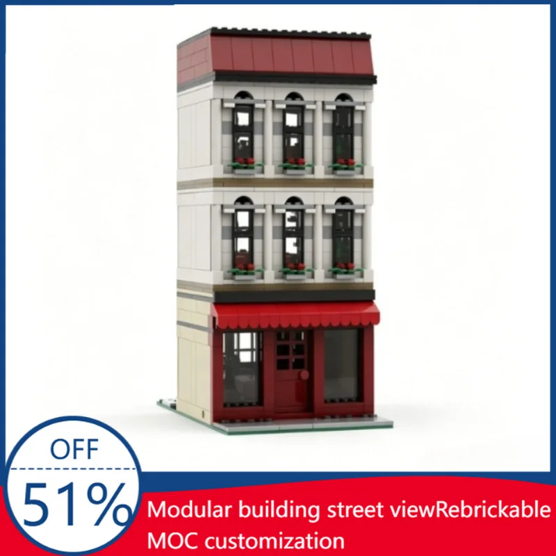 

980PCS MOC Lumiose Cafe Modular Building Model City Street View Coffee Shop Building Blocks Educational DIY Assembly Toy Gifts