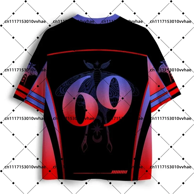 Designed Soulisfree Mystic Moth Gradient Nature Mesh Jersey Design Digital V-Neck T-Shirt Comfortable Sports Short Sleeve