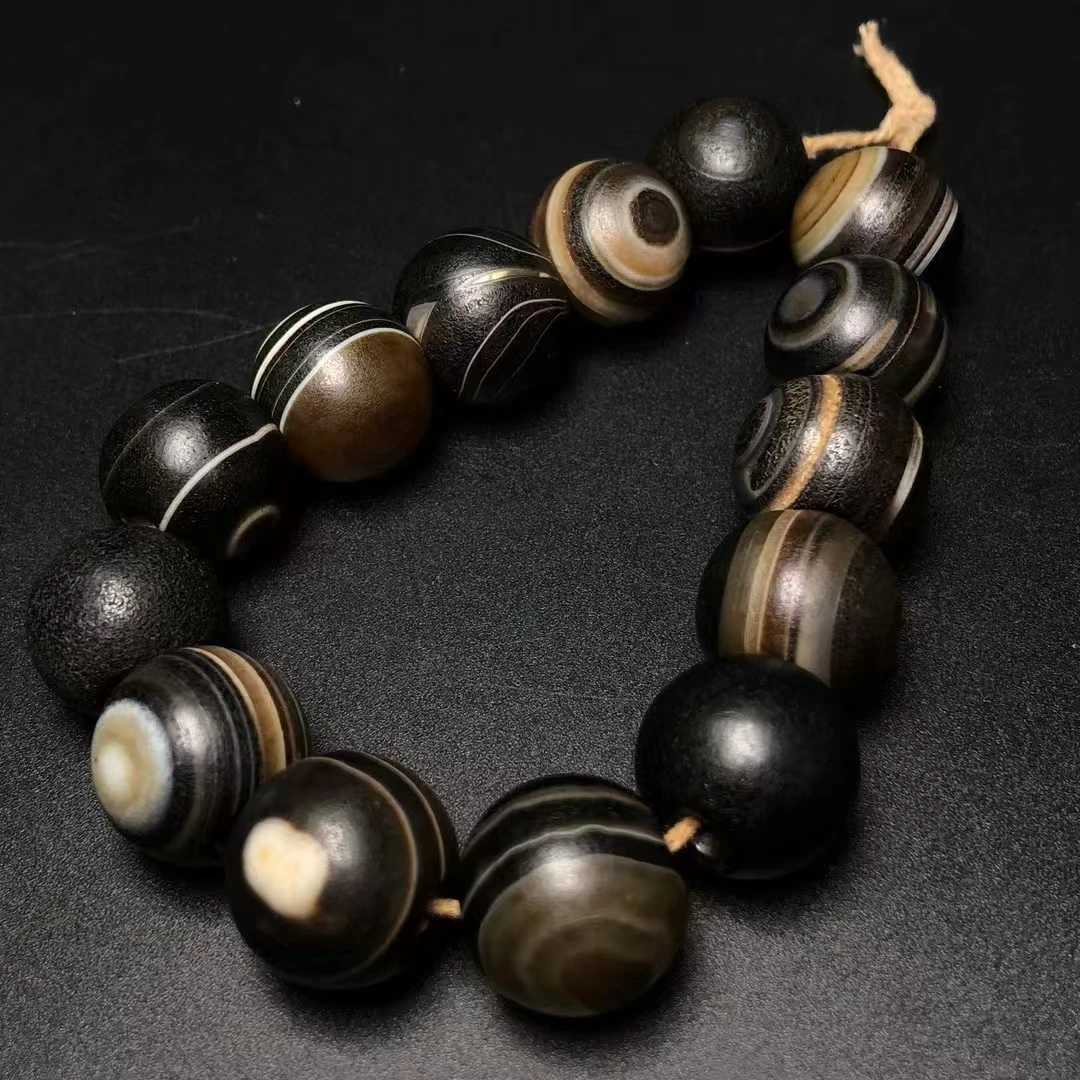 

16mm round agate Beads Old agate natural silk wrapped Tianyan bracelet blue beads high quality