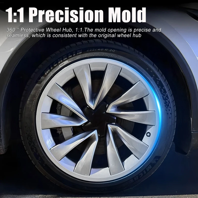 ل تسلا نموذج Y العرعر 2025 20 بوصة محور عجلات حماية حلقة التصحيح حماة اللولب 2.0 عجلة الحرس غطاء ABS السيارات الخارجي #4