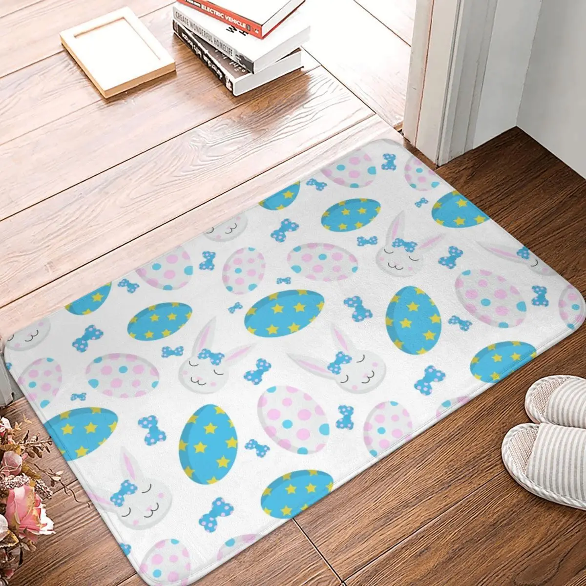 Cute Pink Love Rabbit Pattern Doormat Kitchen Entrance Home Floor Mat Non-slip Carpet Rug for Living room Footpad Mats