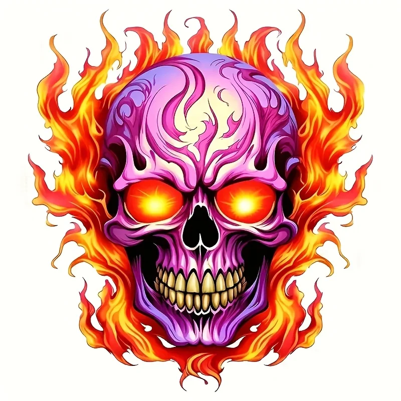 

1 шт., привлекательная графическая наклейка с пылающим черепом, подходит для очаровательных автомобилей, бутылок с водой, страниц журналов и задней панели телефона