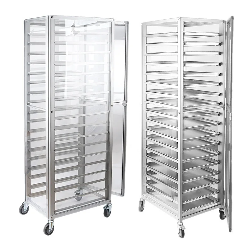 

Aluminum alloy baking tray rack transparent closed multi-layer bread baking tray storage rack baking rack cart cake tray trolley