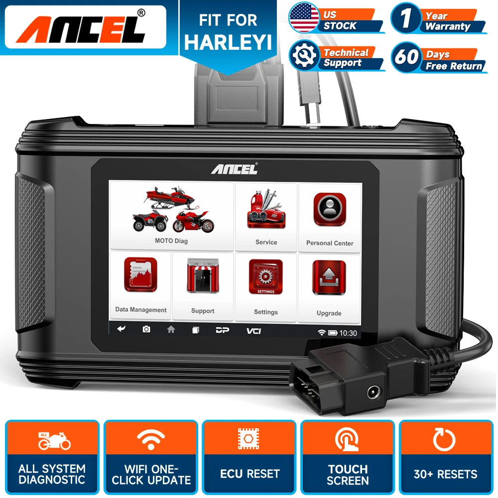 ANCEL MT510 Motorcycle Scanner for BMW/DUCATI/Harley Oil Light Reset ECU TPS 30+Reset All System OBD2 Diagnostic Scan Tool