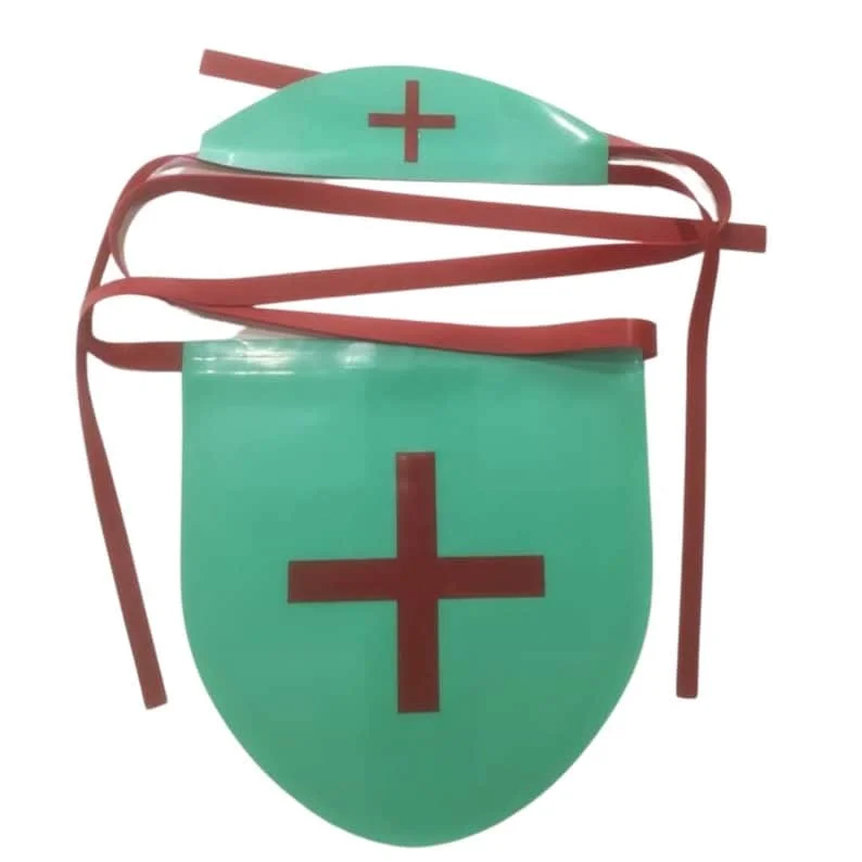 

Latex Fetish rubber suit handmade cosplay Latex Nurse Apron and Cap