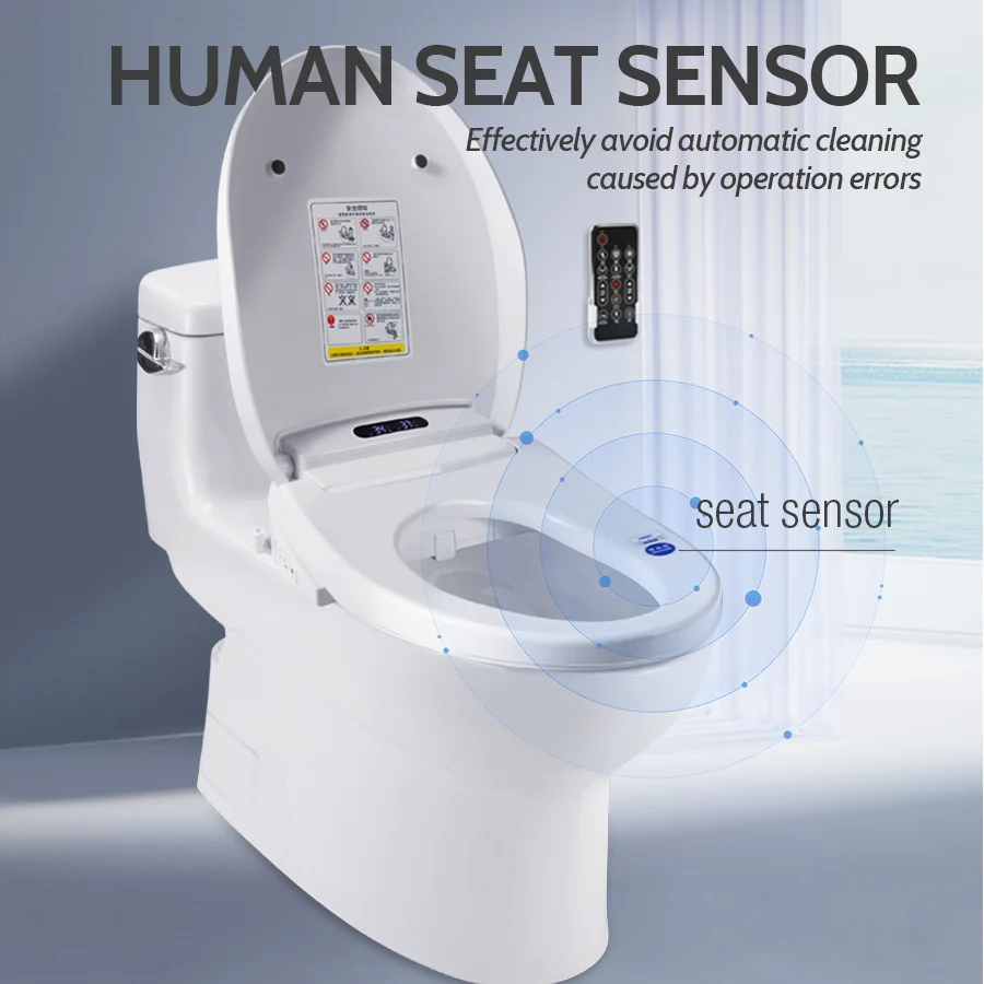 Modern Intelligent Home Decoration Automatic Sensor Flushing Electric Toilet Remote Control Elongated Seat No Tank