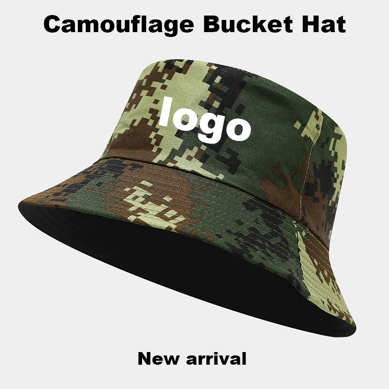 Fashion New Camouflage Fisherman Hat Custom Logo Outdoor Sports Climbing Shading Casual Daily Basin Cap