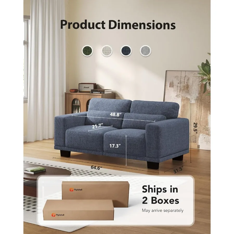 65. Современный двухместный диван для гостиной с глубокими сиденьями и широкими подлокотниками. Удобный диван с прочным каркасом и EasytoCl.