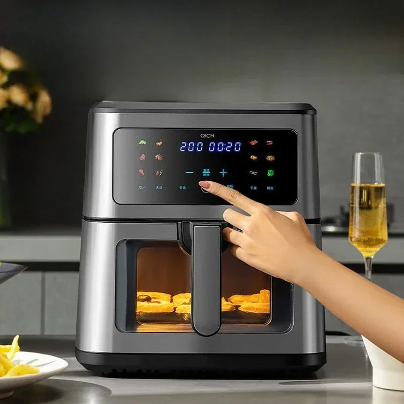 Air Fryer For Home Use 8L Large Capacity With Visual Window Color Screen Smart Multi-function Electric Fryer Without Flipping