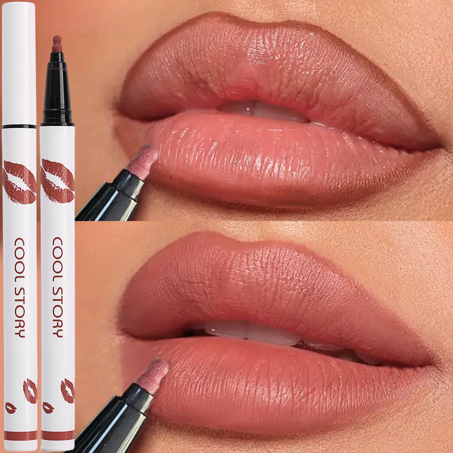 Rouge à lèvres liquide, stylo durable, séchage rapide, anti-taches, mat naturel, Contour, rouge à lèvres liquide, maquillage