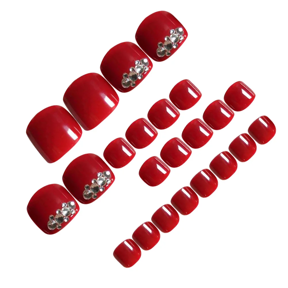 24pcs Beautiful Toe Nail Decals Manicure Decorative Sticker Fake Nails Sticker with Glue toe nail stickers