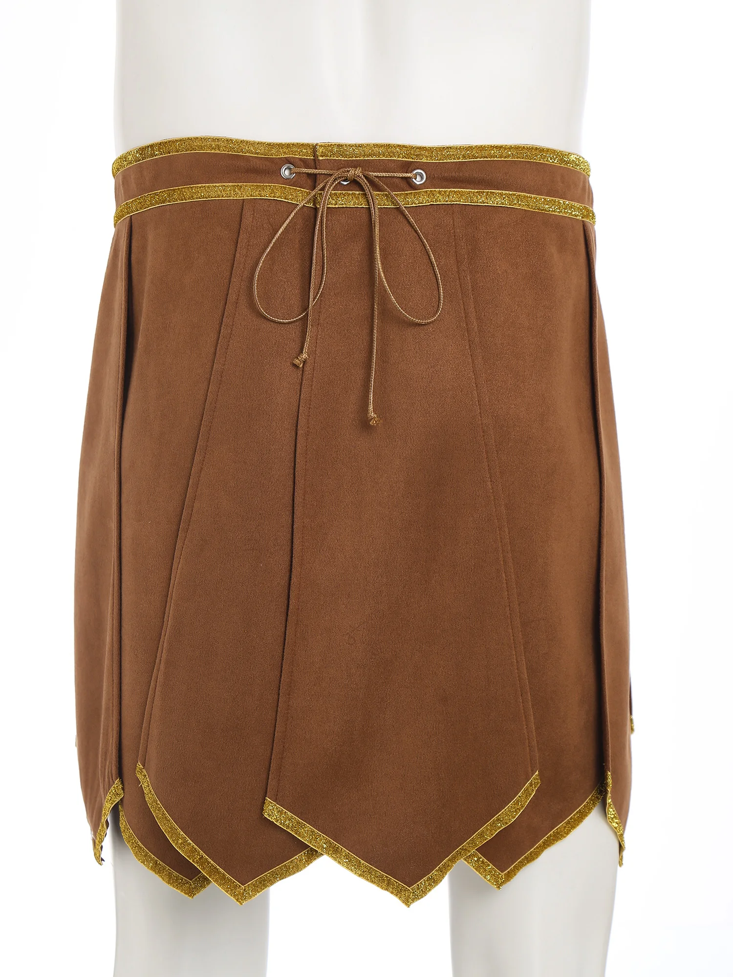Rok Gladiator Romawi Pria Rok Armor Suede Palsu Pinggang Dapat Disesuaikan Trim Emas untuk Cosplay Halloween Ksatria Prajurit Yunani Abad Pertengahan