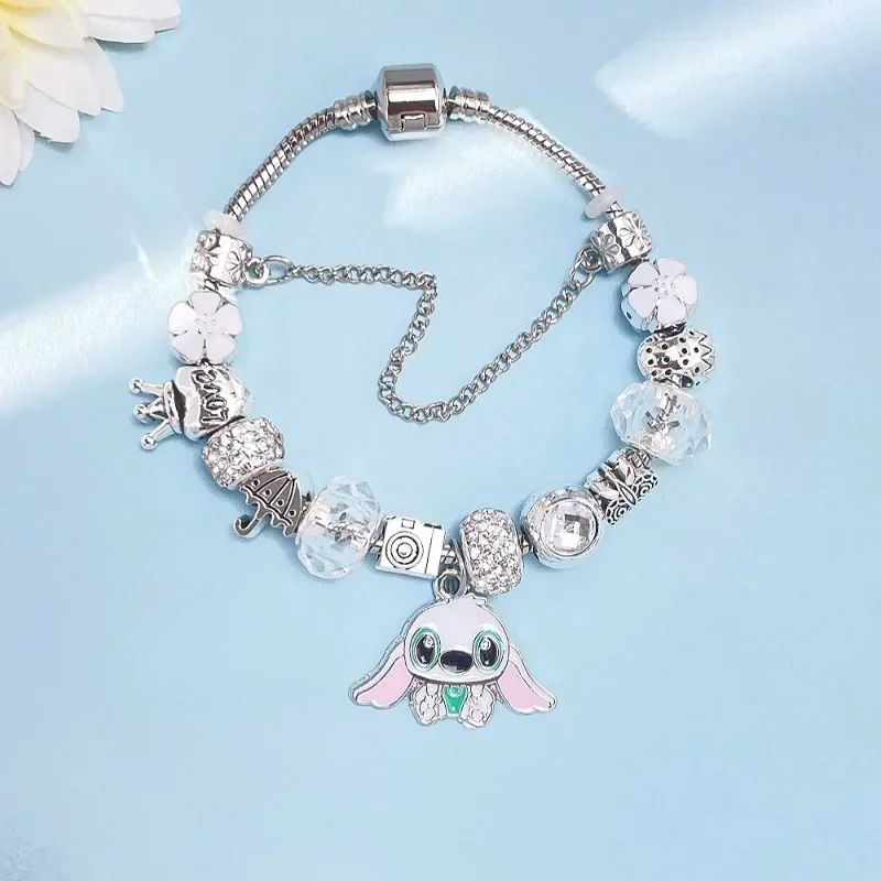 Lucky Star Cute Stitch Love DIY Cartoon Bangle Jewelry Accessories Beaded Versatile Bracelet Anime Charms Pandora Pulsera Gifts