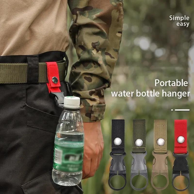 1PCS Webbing Buckle Hook Water Bottle Holder Camping Outdoor Security Escape Supplies Nylon Webbing Buckle Carabiner Belt Clip