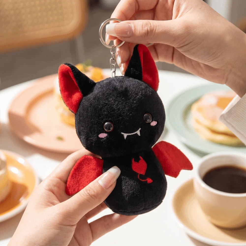 Cute PP Cotton Bat Plush Keychain Durable Soft Multi-color Halloween Bag Pendant Fuzzy Cartoon Stuffed Toy Gift
