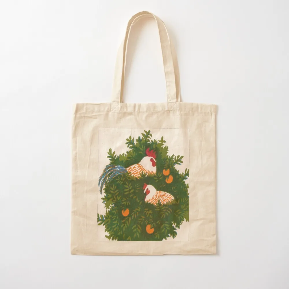 Cockerels في شجرة البرتقال حمل حقيبة حمل شاشة حقيبة كبيرة أكياس التسوق أكياس سيدة