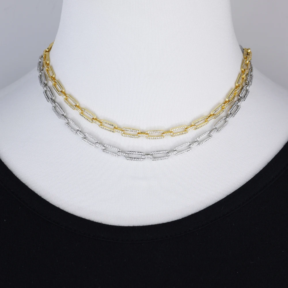 new-geometric-paper-clip-tennis-necklaces-for-women-size-41cm-cubic-zircon-gold-platinum-plated-color-fashion-jewelry-for-party