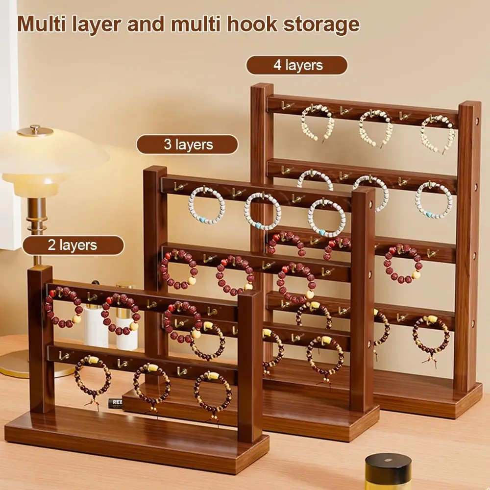 Wooden Bracelets Display Rack Jewelry Storage Spacious Jewelry Holder Display Aesthetic Multi-Functional