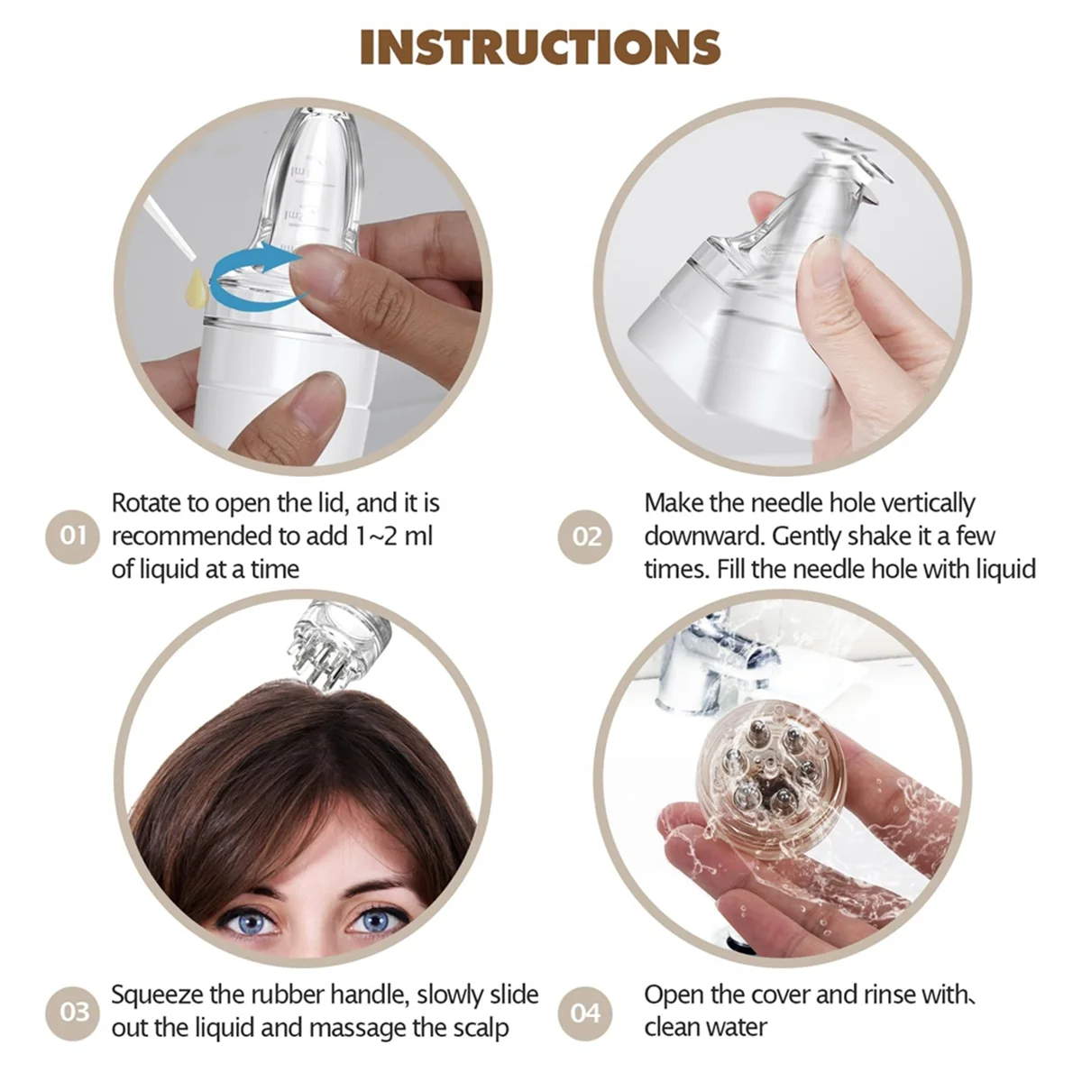 Scalp Hair Comb Applicator Massager Scalp Treatment Root Comb Applicator Bottle for Essential Oil Growth Applicator-B