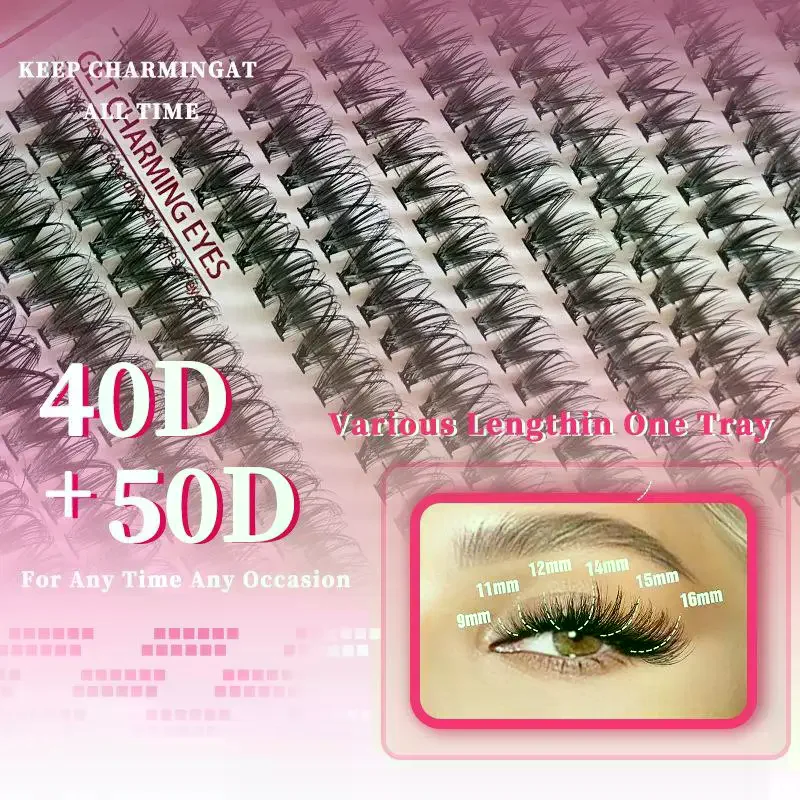 Lash Clusters Set Colorful False Eyelashes Extensions Kit with Bond and Seal, Simulation Grafted Lashes for DIY Makeup Supplies