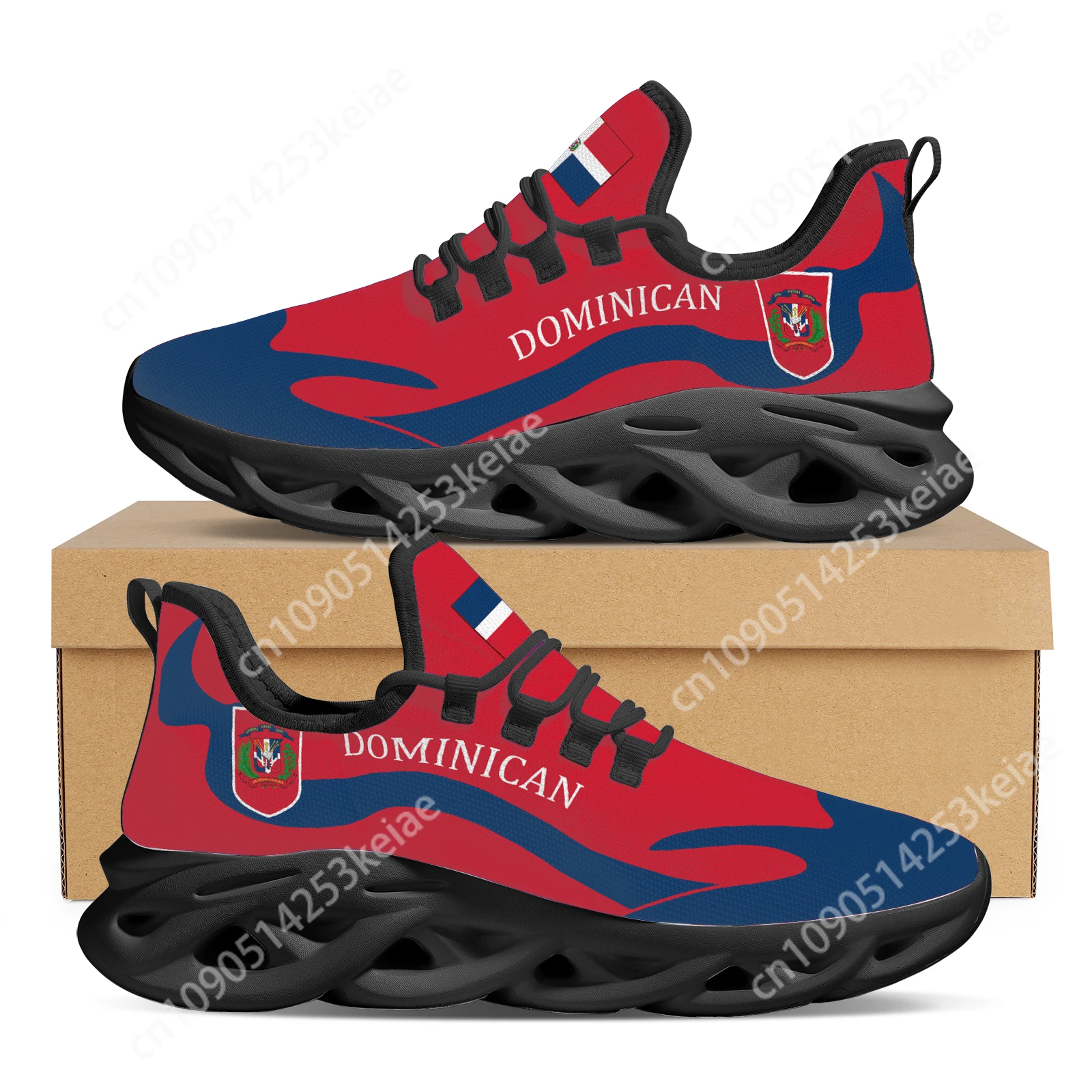 Custom Made Dominican Flag National Emblem Design Lightweight Breathable Sneakers Lace Up Platform Sneakers Casual Shoes