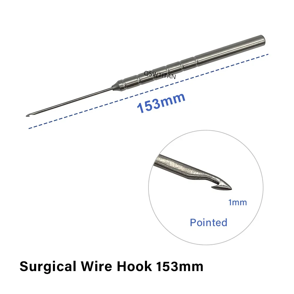 Surgical Pull Hook Wire hook pointed tip 153mm long Stainless steel wire hook tool Plastic Surgical Instrument