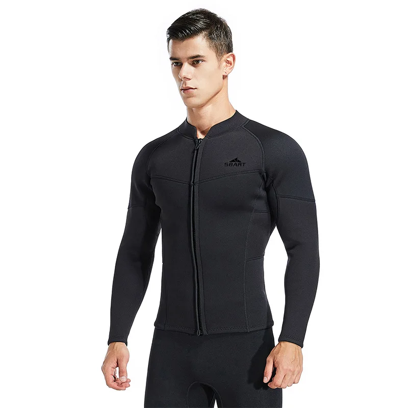 SBART 3MM Wetsuit Jacket Men Long Sleeve Neoprene Front Zipper Surf Winter Swim Warm Surf Upstream Size XXXL