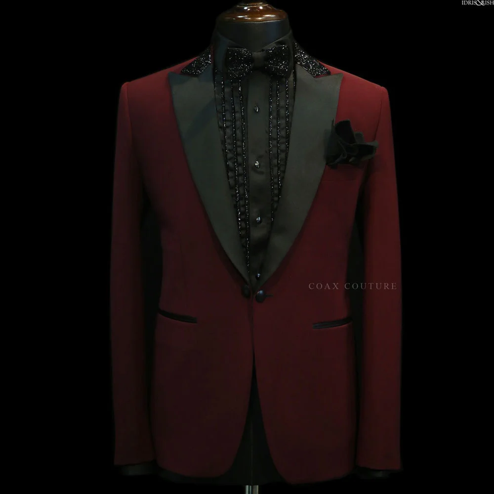 

Жаккардовые мужские костюмы, пиджак с лацканами, свадебный смокинг Terno Masculino для выпускного жениха, комплект из 2 предметов, облегающий костюм Homme