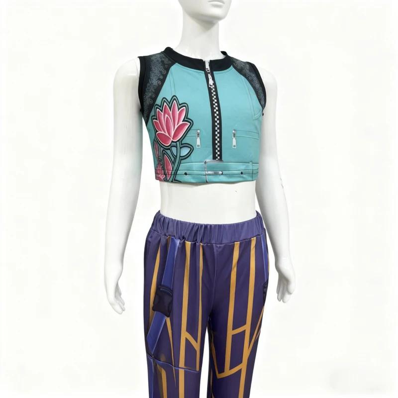 أزياء هنتركس Kpop K البوب شيطان الصيادين رومي زوي ميرا التأثيرية للأطفال البنات مرحلة الهالوين ثلاثية الأبعاد نمط مطبوع ملابس لعب الأدوار