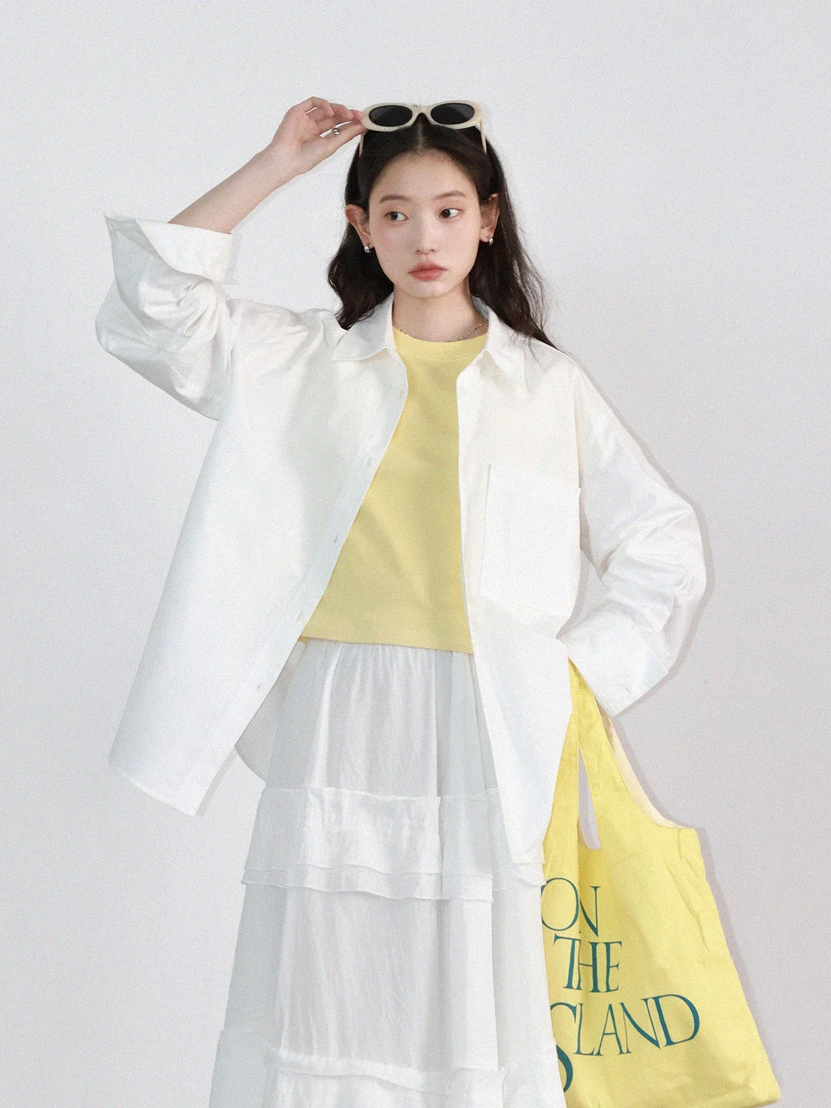 CHIC VEN 여성 셔츠 솔리드 긴 소매 느슨한 싱글 브레스트 여성 블라우스 여성 코튼 봄 여름 2025 의류