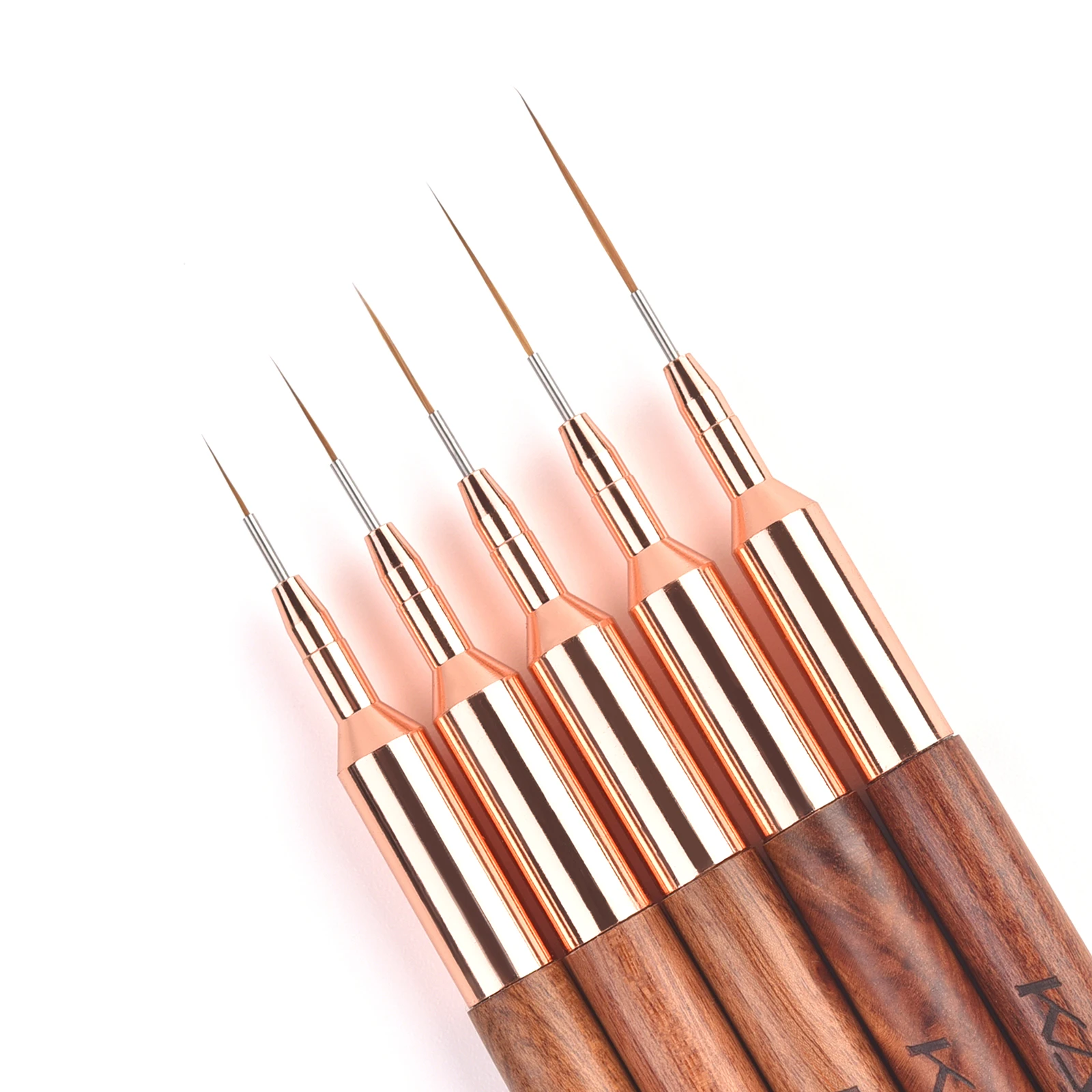 5pcs/set Round Wood Handle Nail Liner Brush Kads DIY Painting Brush Brown Drawing Lines Stripe Flower Painting Pen 5 Sizes
