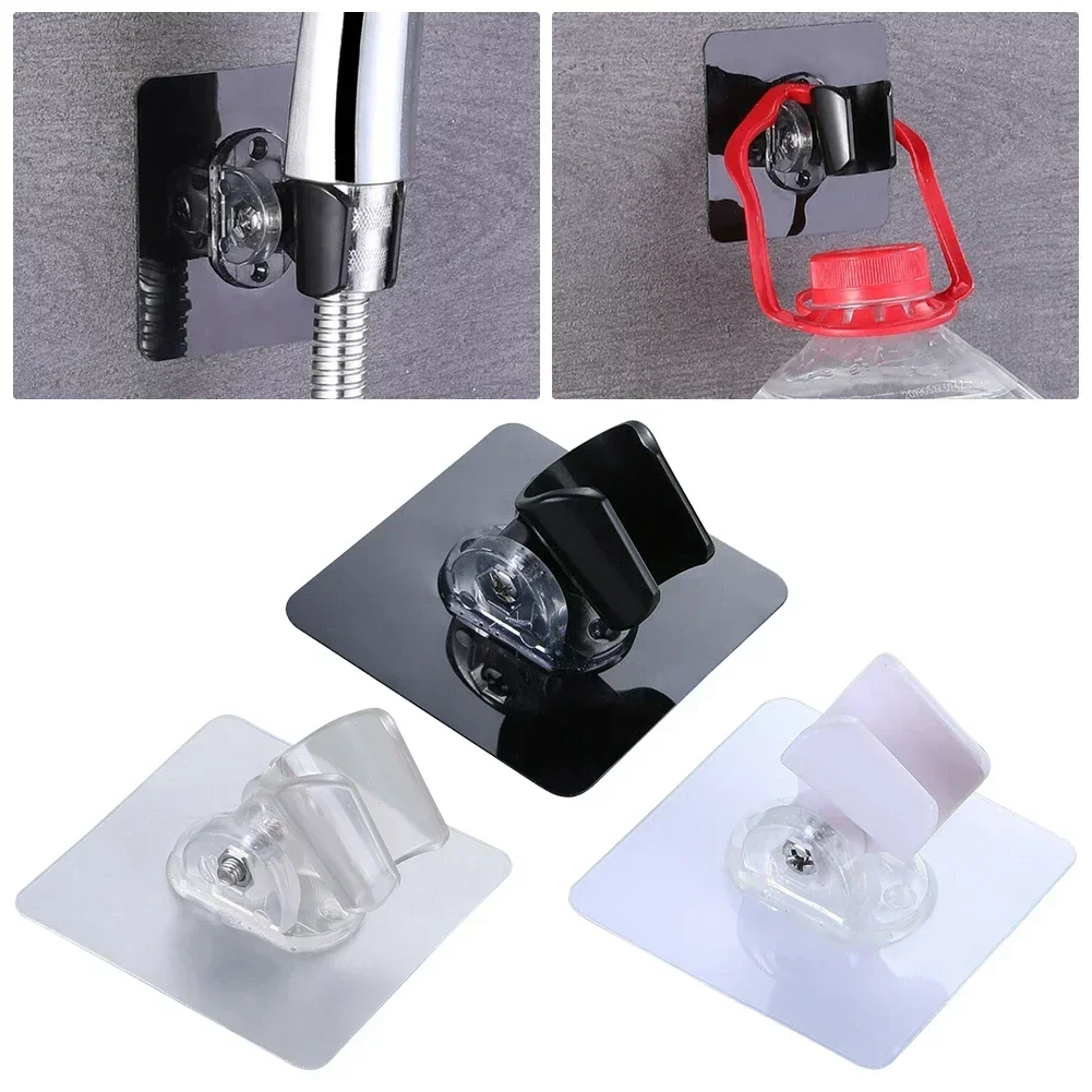 Imagen 7: Soporte de cabezal de ducha para el hogar, montaje de pared transparente, ABS, PC, blanco, 7,2x7,2 cm, adecuado para la mayoría de las duchas