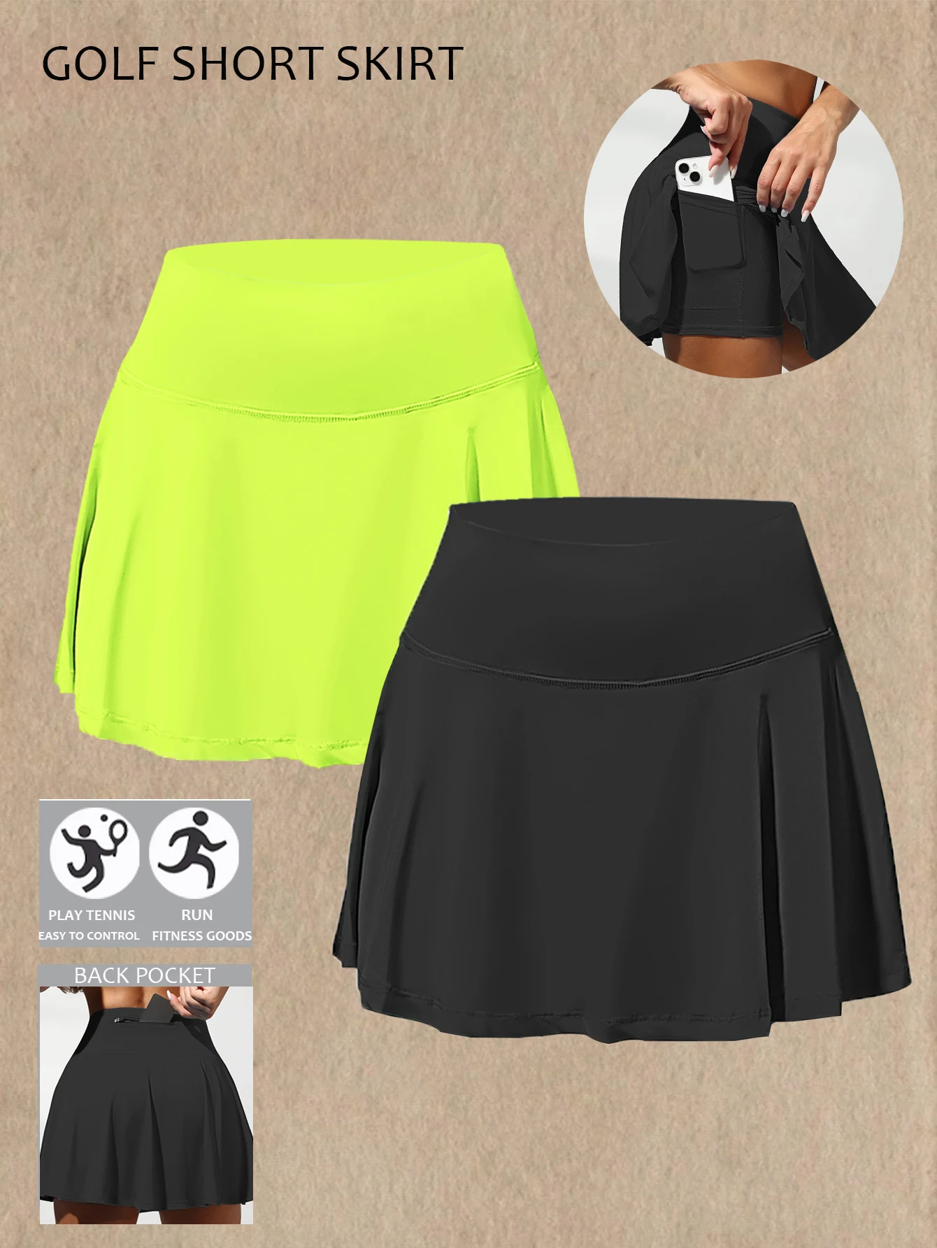 Upgrade 2.0 Sport Women Golf Wear Skirt Multiple Pockets Mallas Gym Outdoors Skirt Shorts Breathable Fitness Summer Shorts