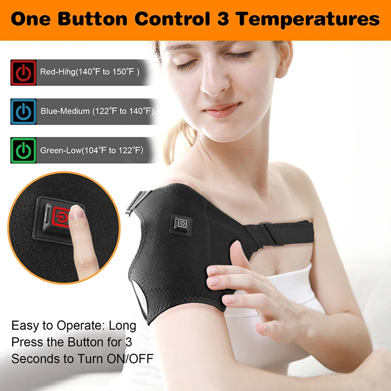 Heated Shoulder Brace Adjustable Heating Shoulder Pad Unisex Heat Therapy Shoulder Massager Wrap for Frozen Shoulder Pain Relief