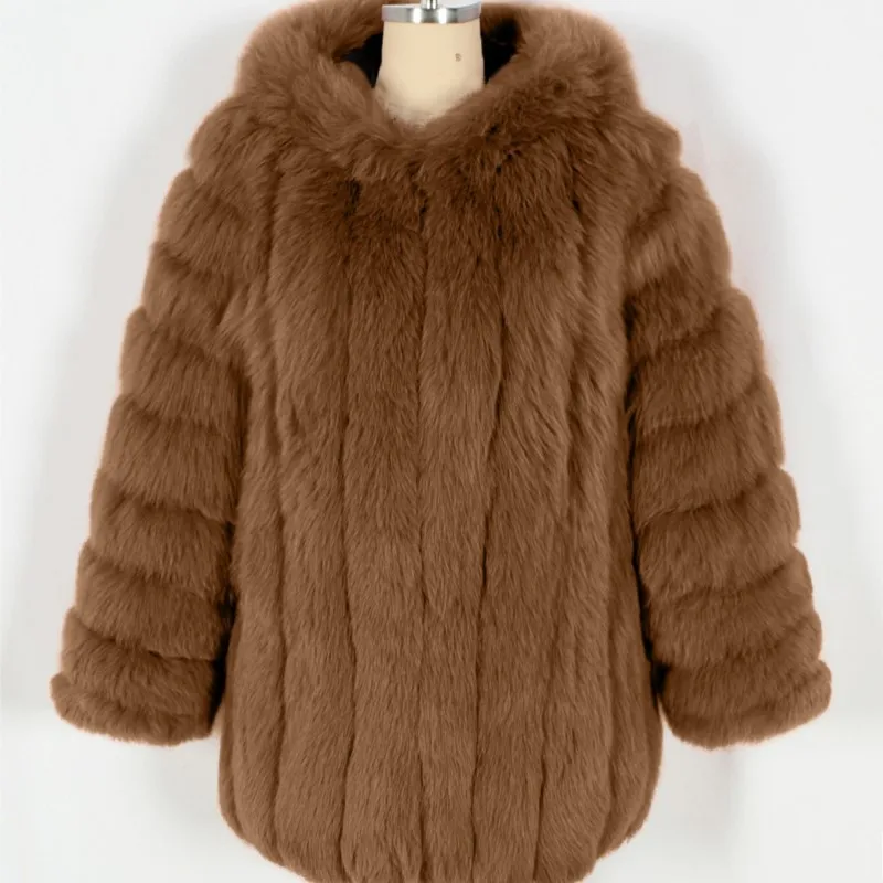 

2025 Winter Womens Thicken Warm Solid Jackets Coats Fur Fluffy Long Coats Outerwear Retro Mens Faux Fox Fur Tops Clothes