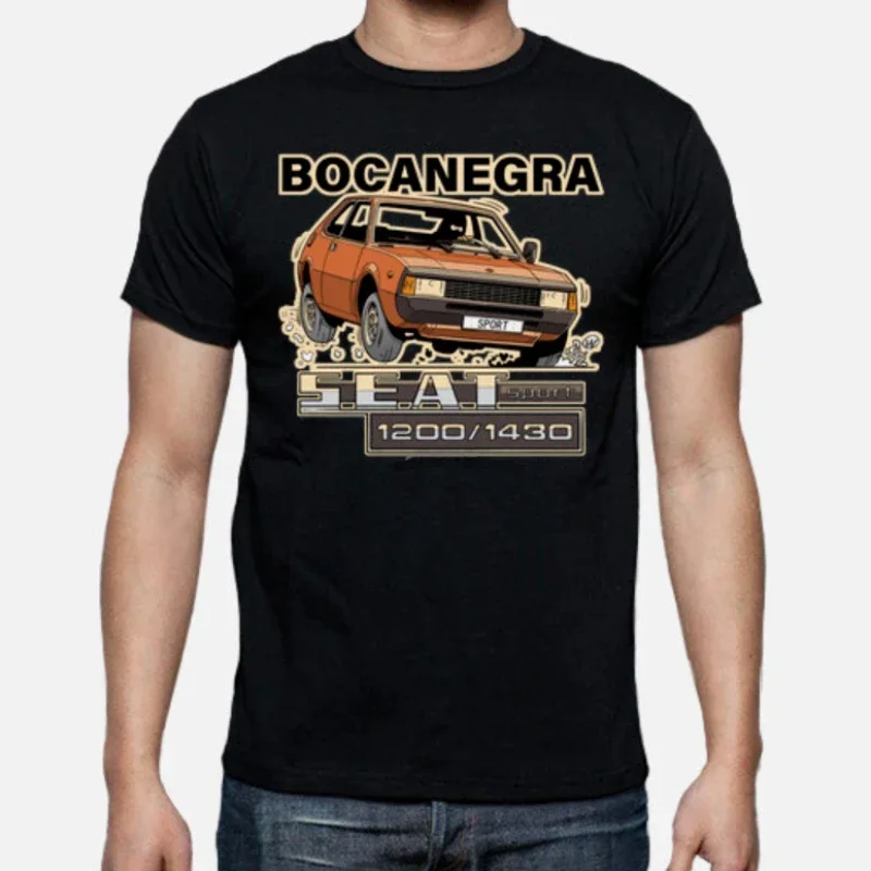 Camiseta de manga corta con cuello redondo para hombre, camisa informal de estilo clásico de coche de España S E A T, 1200/1430, deportiva "Bocanegra", gran oferta 100% algodón