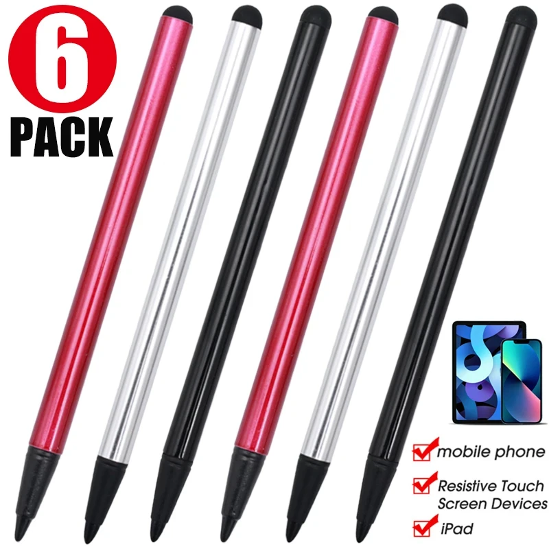 1/2/3/6Pcs 2 In 1 Touch Screen Pen Stylus Pen Universal Capacitive/Resistive Stylus Pens For IPad Apple Pencil Tablet