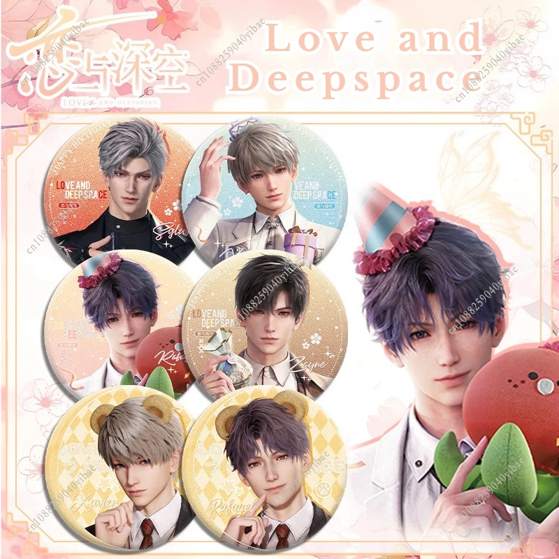 

Hot Love and Deepspace Sylus Rafayel Zayne Xavier 75MM Anime Cosplay Shiny Badge Brooch Pin Bag Decoration Fans Collection Gift